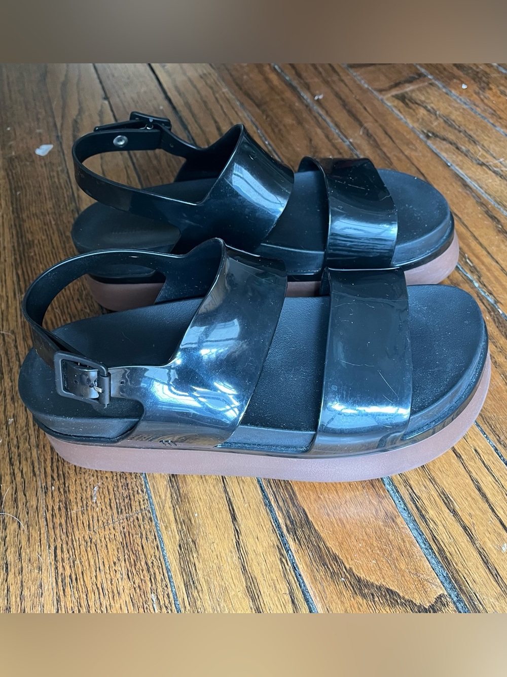 Melissa Black Platform Sandals with Brown Sole